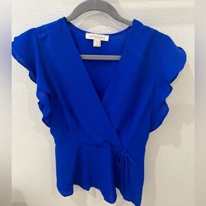 Monteau Blue Peplum Top, M